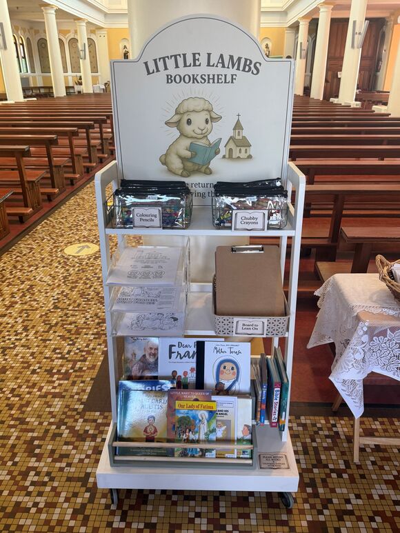 Little lambs bookshelf in Carrigaline Church 